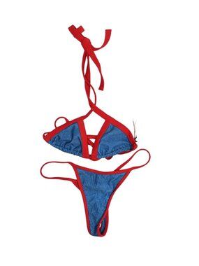 Khassani Summer 2024 Bikini in Blue Denim Red